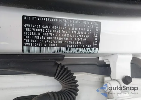 2015 Volkswagen Beetle 1.8T из США, поврежденный, VIN 3VW517AT2FM800886